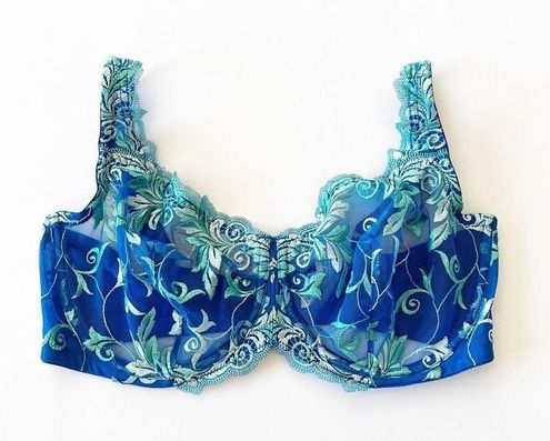 Soma Sensuous Lace Unlined Blue Embroidery Bra Size 36DD Floral Turquoise  Blue - $33 - From Molly