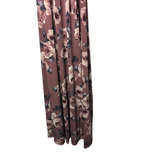 PinkBlush Mauve Abstract Floral Sash Tie Maternity/Nursing Maxi