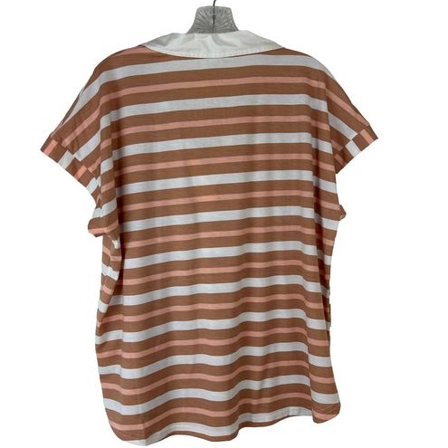 Jane and Delancey Womens XL Collared Stripe Shirt Short Sleeve V-Neck - $25  - From Stephanie