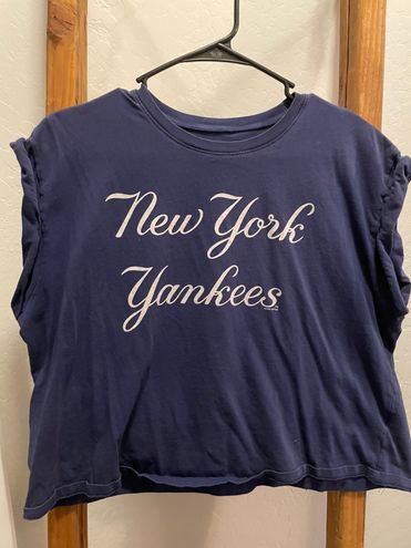 Tailgate, Tops, Tailgate New York Yankees White Blue Cropped Tshirt Xl