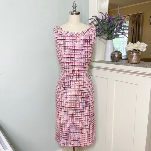 Ribbon Tweed Shift Dress