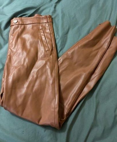 ZARA brown leather pants / small preowned - $25 - From Hang