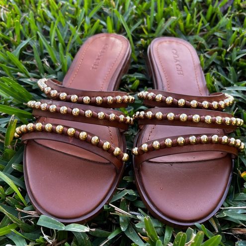 Coach Isa Studded Leather Sandals Size 5.5 48 New With Tags