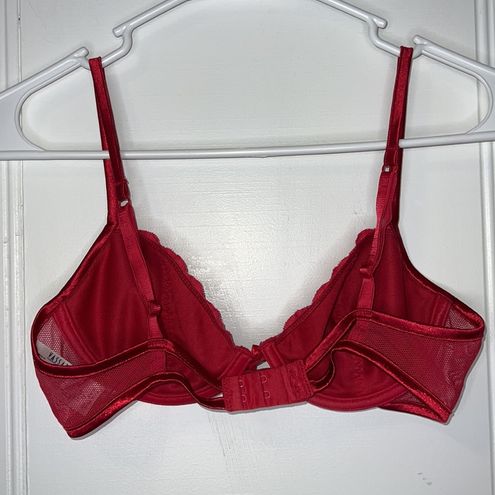 Vassarette bra vintage 34B intimates red lacey very sexy mesh