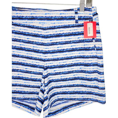 Spanx Medium 6 SUNSHINE Blue Stripe Pull On Pockets SHORTS