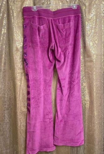 PINK - Victoria's Secret Vintage Pink Velour Sequin Bling Flare Lounge  Pants, Small - $67 - From Jessica