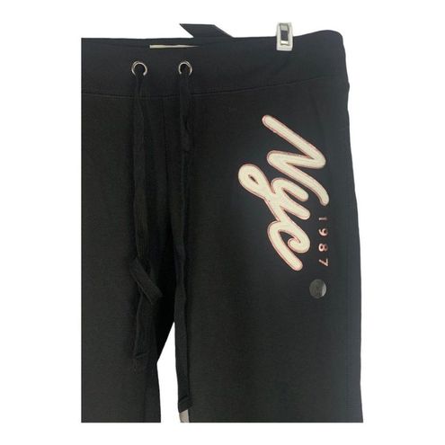 Aeropostale Women's NYC 1987 Foil & Flare Black Sweatpants Size Small