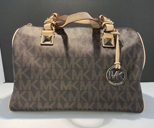 Michael Kors Brown Leather Speedy Logo Bag