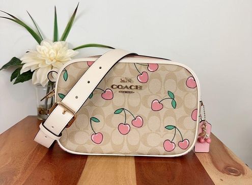 Coach cf423 Jamie Camera Bag In Signature Canvas With Heart Cherry