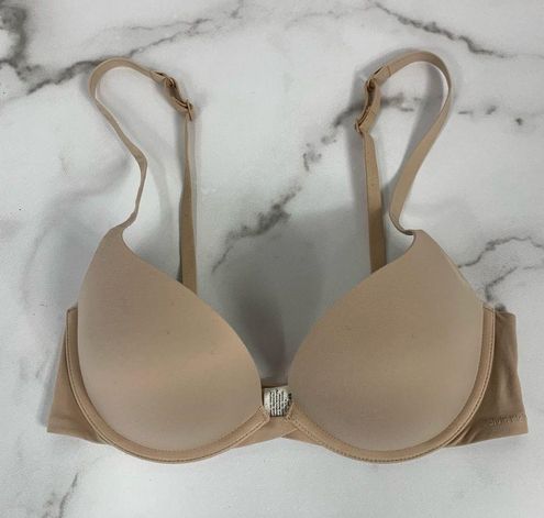 CALVIN KLEIN Perfectly Fit Plunge Push Up Nude Beige Bra QF1120