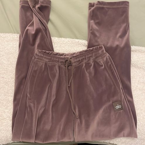 Velour High-Waist Glimmer Wide Leg Pants in Hot Cocoa by Alo Yoga