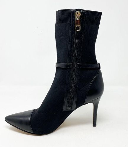 Louise et Cie Seika Black Leather Knit Sock Ankle Boots High Heel Pointed  Toe 7 Size undefined - $41 - From Jenny