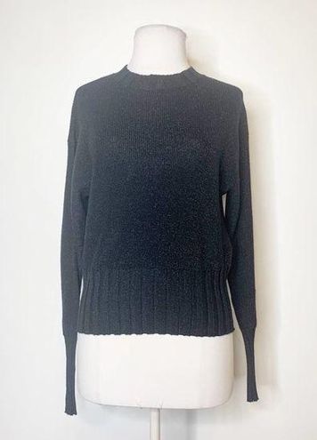 NWT Whisper by Brodie Cashmere metallic sweater Black 69 New