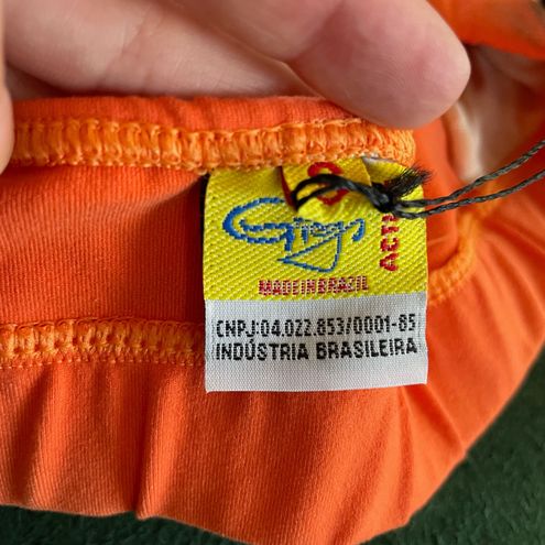 Gigo Active Brazil halter sports bra in orange white and yellow