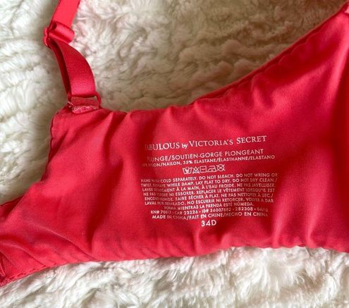 Victoria's Secret FABULOUS by Push Up Plunge Bra Size 34D Coral Pink - $22  - From Ksenia