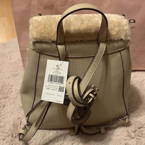 Kate Spade Brand new medium flap backpack faux shearling light