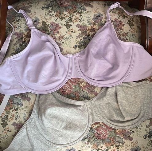 Fruit of the Loom 2pc Women cotton stretch extreme comfort bra, size Large,  , colors lola whisper and gray. New. Gray - $18 - From Vivi