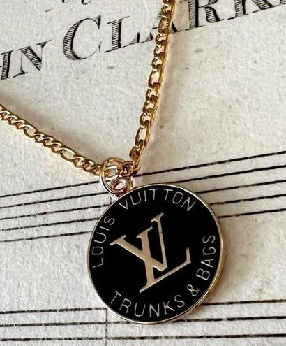 Repurposed Louis Vuitton Gold LV Monogram Zipper Pull Charm Necklace