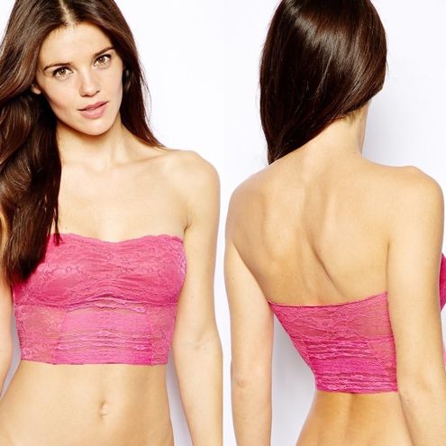 Free People Neon Pink Lace Bandeau Bralette Size M - $14 - From Avril