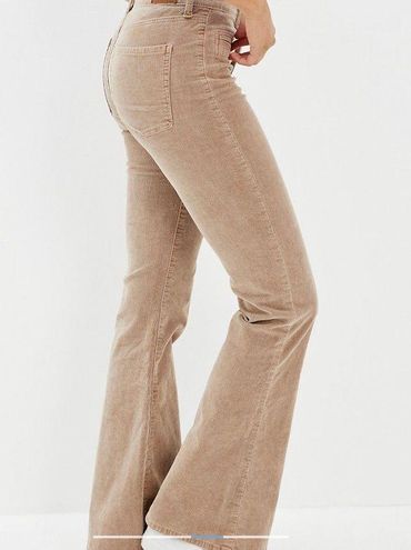 Khaki High Waisted Flare Pants