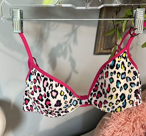 White Pink Leopard Print Bra Colorful Underwire Womens 34A SO Size  undefined - $13 - From Debbie