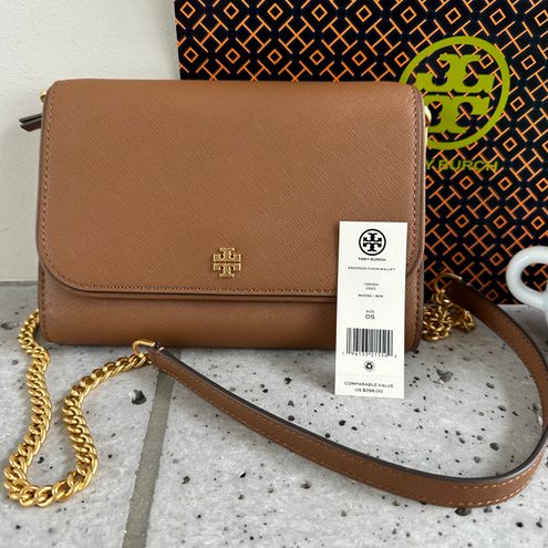 NWT TORY BURCH EMERSON SAFFIANO LEATHER CHAIN WALLET CROSSBODY