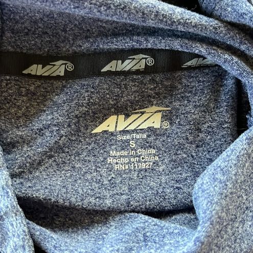 Avia Athletic Sport Shirt Drape Neck Top Blue Long Sleeve Womens