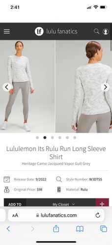 Lululemon Its Rulu Run Long Sleeve Shirt - Heritage Camo Jacquard Vapor  Gull Grey - lulu fanatics