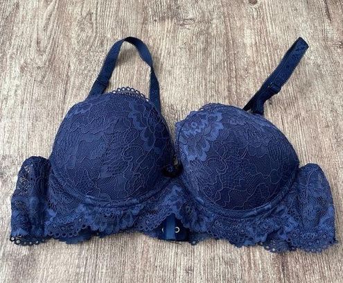 Shekini Blue Lace Bra Size 38/85B  Blue lace bra, Lace bra, Blue lace