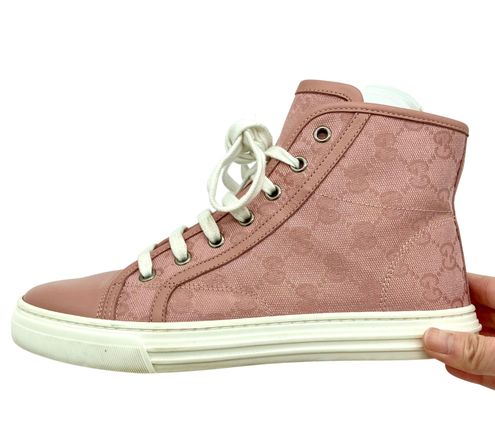 Gucci Original GG Logo Monogram Pink High Top Sneakers (Authenticated), EU  36.5 Size 7 - $404 (47% Off Retail) - From Pauline