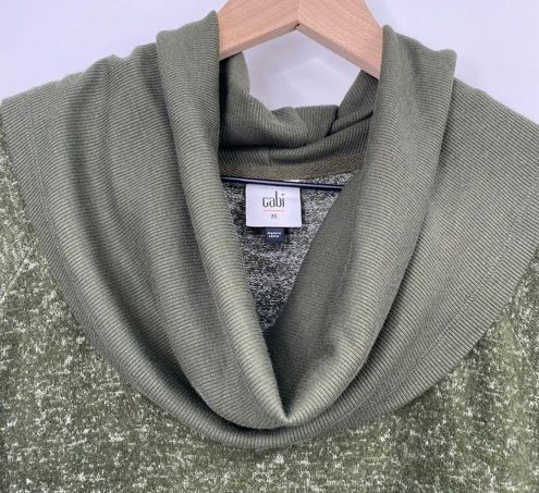 Cabi Size S Solace Sweater Dress Cowl Neck Olive Green Drawstring Cinch  4016