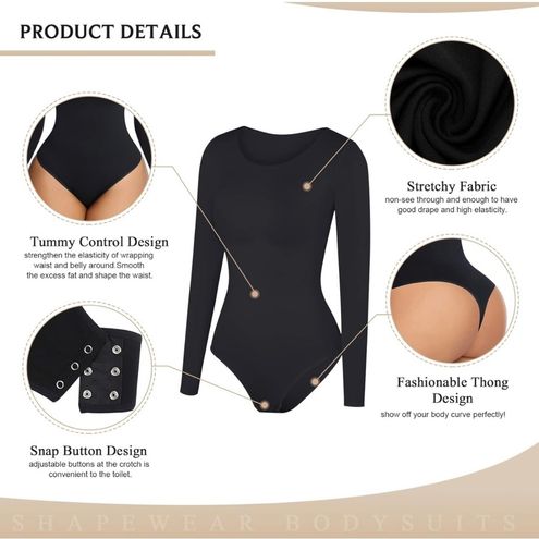 FeelinGirl Seamless Long Sleeve Bodysuit Shapewear for Women Black  Size L - $13 New With Tags - From Classy Cat