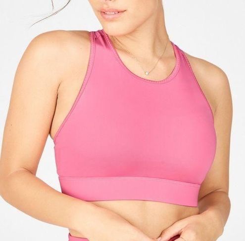 Fabletics TRINITY HIGH IMPACT PINK ROUGE AND WHITE SPORTS BRA XL