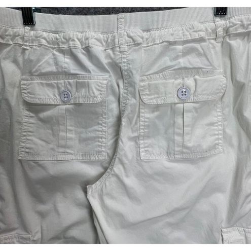 Chico's Womens Cargo Capri Pants Size 6 White Crop Elastic Ribbed Waist  Pockets - $28 - From Kathy