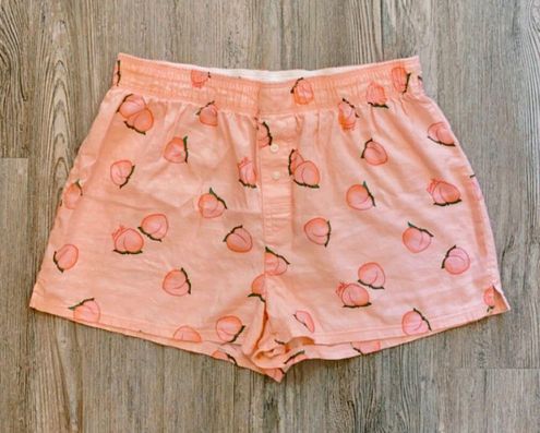 Victoria’s Secret PINK Sleep Boxer Shorts Gray with Peaches Medium NEW