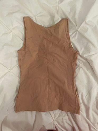 EXPRESS Body Contour High Compression Matte Double V-Neck Tank Tan Size XS  - $26 - From Malibu