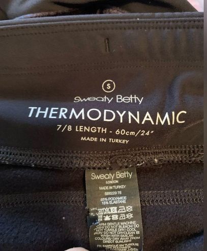 Sweaty Betty thermodynamic, black leggings with velvet stripes