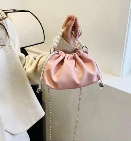 Pink Pearl Strap Clutch Bag