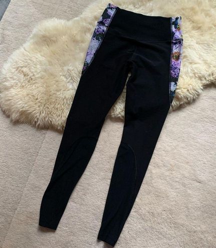 Floral Print Mesh Panel Leggings