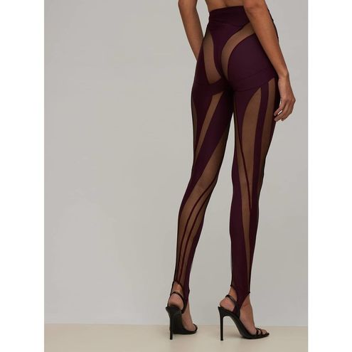 Mugler: Burgundy Spiral Leggings