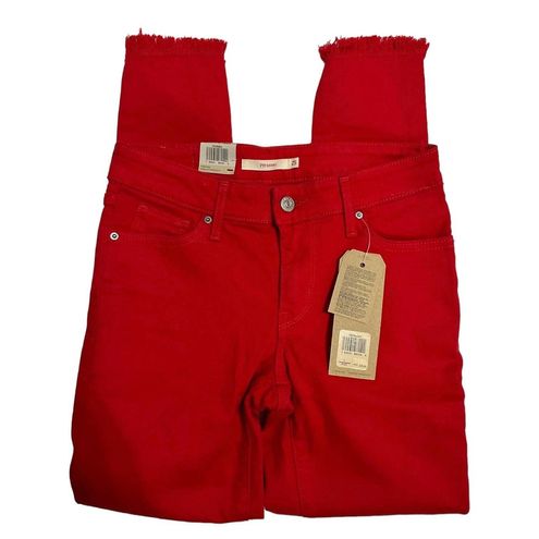 711 Skinny Twill Ankle Women's Jeans - Red