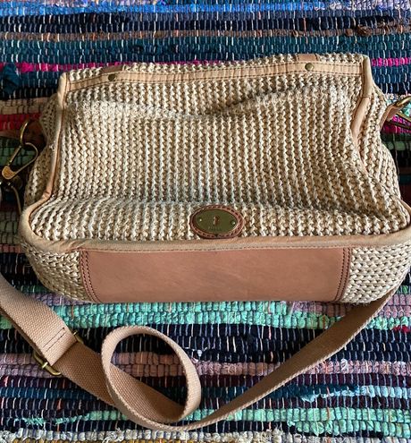 Fossil, Bags, Fossil Woven Tan Tweed Style Shoulder Bag