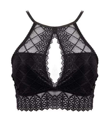 Splendies Black Lace Halter High Neck Keyhole Bralette - $15 (50