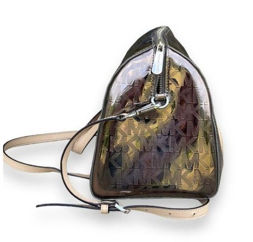 Michael Kors Grayson Nickel Mirror Metallic Logo Satchel Bag - $45