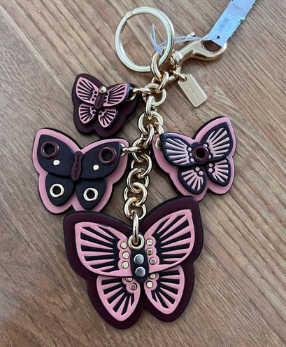 Coach Butterfly Cluster Bag Charm Smooth leather gold/Boysenberry multi 1674