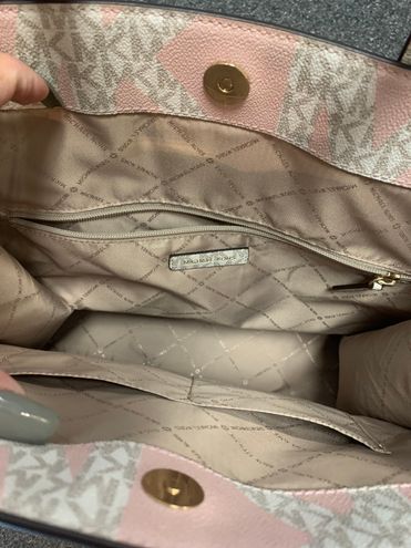 Michael Kors Blush Pink Graphic Signature Logo Coated Canvas Large Kenly  Tote Michael Kors