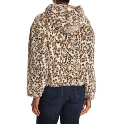 Lucky Brand Leopard Print Faux Fur Hooded Zip Jacket Women's Size Large -  $67 New With Tags - From Ali