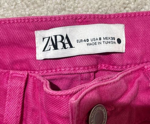 Zara, Jeans, Zara The Sailor Cropped Flare Jeans In Fuschia