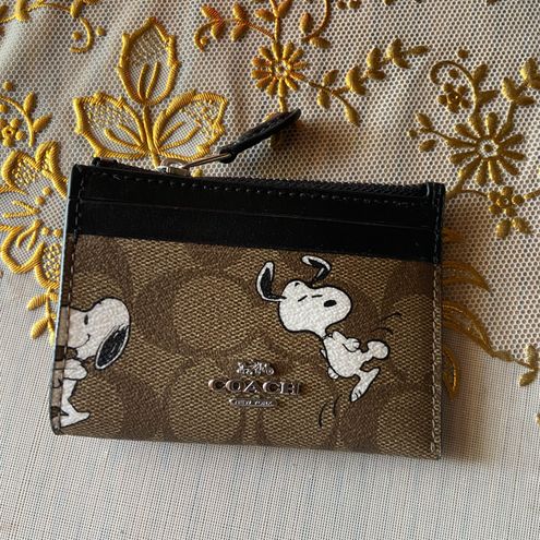 Coach X Peanuts Mini Skinny Id Case In Signature Canvas With