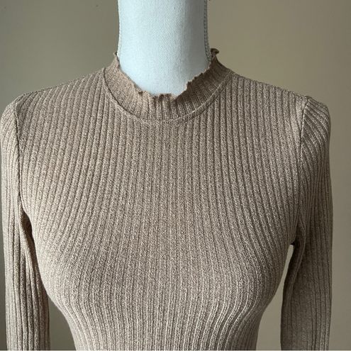 SheIn  Tan Ribbed Long Sleeve Crop Top Sz S - $10 - From Darcy